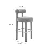 Modway Furniture Toulouse Boucle Fabric Bar Stool - Set of 2 Light Gray Silver 46 x 46 x 80