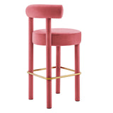 Modway Furniture Toulouse Performance Velvet Bar Stool - Set of 2 Blossom Gold 46 x 46 x 80