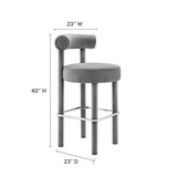 Modway Furniture Toulouse Performance Velvet Bar Stool - Set of 2 Gray Silver 46 x 46 x 80