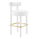 Modway Furniture Toulouse Performance Velvet Bar Stool - Set of 2 White Gold 46 x 46 x 80