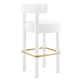 Modway Furniture Toulouse Performance Velvet Bar Stool - Set of 2 White Gold 46 x 46 x 80