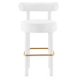 Modway Furniture Toulouse Performance Velvet Bar Stool - Set of 2 White Gold 46 x 46 x 80