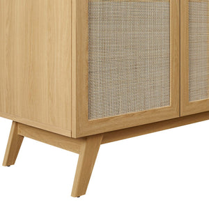 Modway Furniture Soma 36" Bathroom Vanity - Modern Rattan-Weave, Soft-Close Doors & Elegant Gold Accents for Style Oak White EEI-6717-OAK-WHI