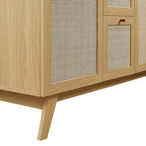 Modway Furniture Soma 48" Double Sink Bathroom Vanity with Rattan-Weave Doors for Modern Home Elegance and Storage Oak White EEI-6721-OAK-WHI