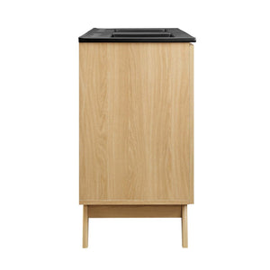 Modway Furniture Soma 48" Double Sink Bathroom Vanity with Rattan-Weave Doors and Soft-Close Storage Solutions Oak Black EEI-6722-OAK-BLK