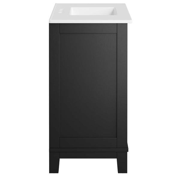 Modway Furniture Dixie 36" Solid Mahogany Bathroom Vanity Cabinet – Modern Design with Smart Storage & Brass Accents EEI-6725-BLK-WHI