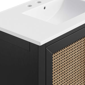 Modway Furniture Dixie 36" Solid Mahogany Bathroom Vanity Cabinet – Modern Design with Smart Storage & Brass Accents EEI-6725-BLK-WHI