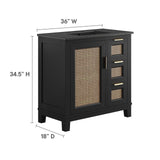 Modway Furniture Dixie 36” Solid Wood Bathroom Vanity Cabinet EEI-6726-BLK-BLK