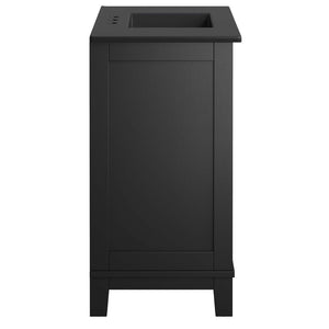 Modway Furniture Dixie 36" Solid Wood Bathroom Vanity Cabinet with Integrated Ceramic Top & Smart Storage Solutions EEI-6726-BLK-BLK