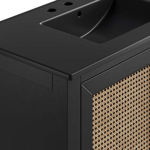 Modway Furniture Dixie 36" Solid Wood Bathroom Vanity Cabinet with Integrated Ceramic Top & Smart Storage Solutions EEI-6726-BLK-BLK