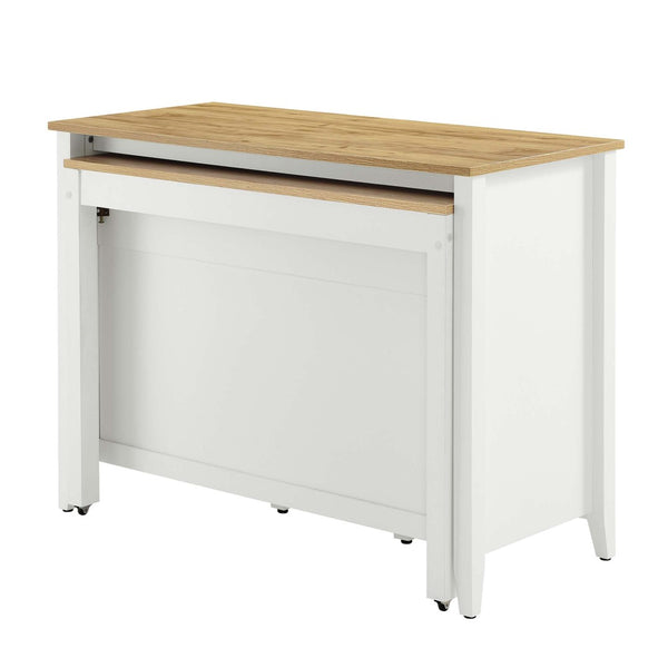 Modway Furniture Farmstead Kitchen Island - Versatile Oak White Storage with Pull-Out Table & Rustic Charm Design EEI-6728-OAK-WHI