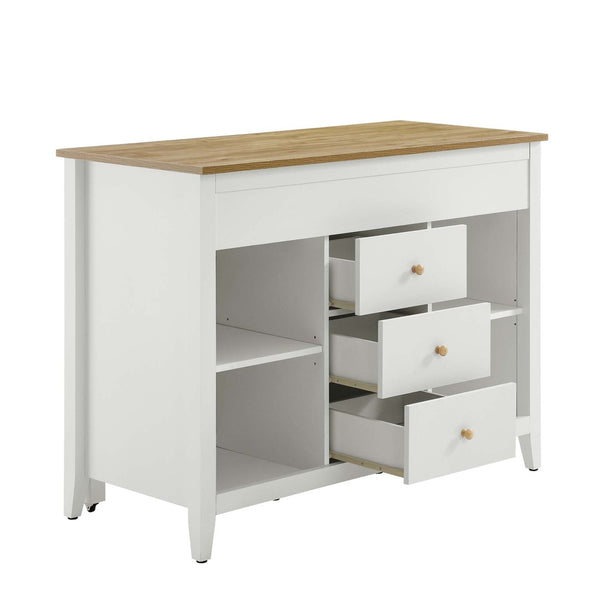 Modway Furniture Farmstead Kitchen Island - Versatile Oak White Storage with Pull-Out Table & Rustic Charm Design EEI-6728-OAK-WHI