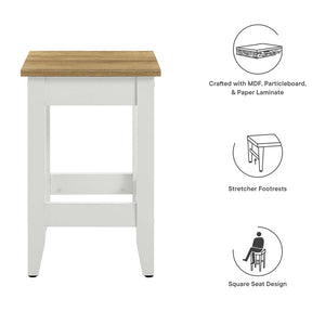 Modway Furniture Sunbrook Kitchen Stool - Stylish Oak-White Counter Seating for Modern Kitchens, 500 lb Capacity EEI-6729-OAK-WHI