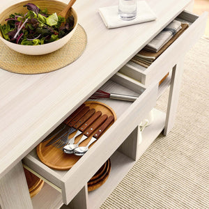 Modway Furniture Meadowbrook 3-Piece Kitchen Island Set with Drop-Leaf Top & Stools for Small Space Dining & Storage EEI-6731-WMA