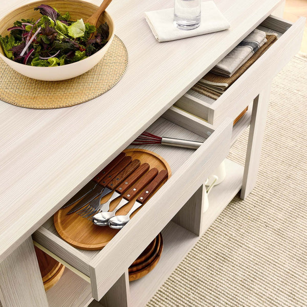 Modway Furniture Meadowbrook 3-Piece Kitchen Island Set with Drop-Leaf Top & Stools for Small Space Dining & Storage EEI-6731-WMA