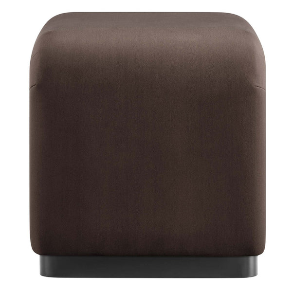 Modway Furniture Koda Performance Velvet Waterfall Stool - Elegant Accent Seating with Sturdy Metal Base Design Black Chocolate Brown EEI-6733-BLK-CHB