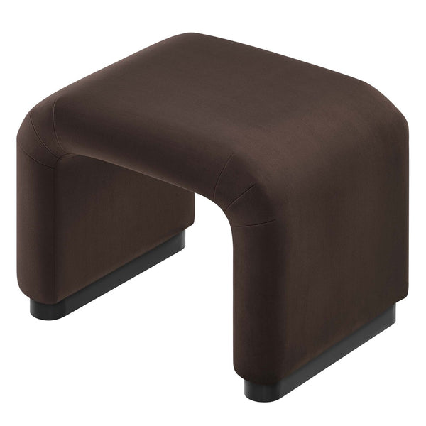 Modway Furniture Koda Performance Velvet Waterfall Stool - Elegant Accent Seating with Sturdy Metal Base Design Black Chocolate Brown EEI-6733-BLK-CHB