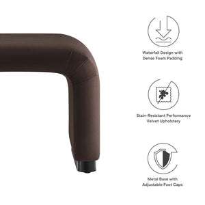 Modway Furniture Koda Performance Velvet Waterfall Stool - Elegant Accent Seating with Sturdy Metal Base Design Black Chocolate Brown EEI-6733-BLK-CHB