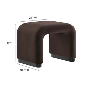 Modway Furniture Koda Performance Velvet Waterfall Stool - Elegant Accent Seating with Sturdy Metal Base Design Black Chocolate Brown EEI-6733-BLK-CHB