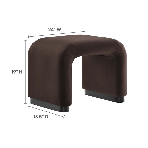 Modway Furniture Koda Performance Velvet Waterfall Stool - Elegant Accent Seating with Sturdy Metal Base Design Black Chocolate Brown EEI-6733-BLK-CHB