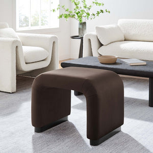 Modway Furniture Koda Performance Velvet Waterfall Stool - Elegant Accent Seating with Sturdy Metal Base Design Black Chocolate Brown EEI-6733-BLK-CHB