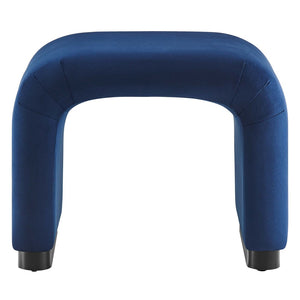 Modway Furniture Koda Performance Velvet Waterfall Stool - Elegant Accent Seating with Sturdy Metal Base Design Black Midnight Blue EEI-6733-BLK-MID