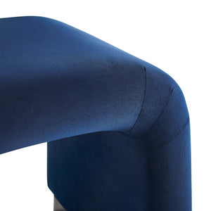 Modway Furniture Koda Performance Velvet Waterfall Stool - Elegant Accent Seating with Sturdy Metal Base Design Black Midnight Blue EEI-6733-BLK-MID