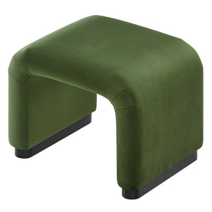 Modway Furniture Koda Performance Velvet Waterfall Stool - Elegant Accent Seating with Sturdy Metal Base Design Black Moss Green EEI-6733-BLK-MOS