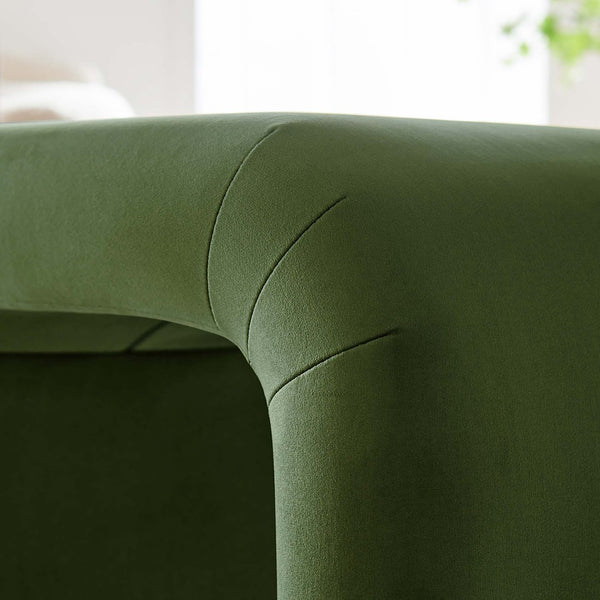 Modway Furniture Koda Performance Velvet Waterfall Stool - Elegant Accent Seating with Sturdy Metal Base Design Black Moss Green EEI-6733-BLK-MOS