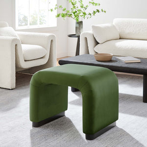 Modway Furniture Koda Performance Velvet Waterfall Stool - Elegant Accent Seating with Sturdy Metal Base Design Black Moss Green EEI-6733-BLK-MOS