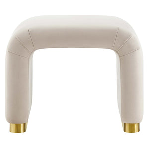 Modway Furniture Koda Performance Velvet Waterfall Stool - Elegant Accent Seating with Sturdy Metal Base Design Brass Almond EEI-6733-BRA-ALM