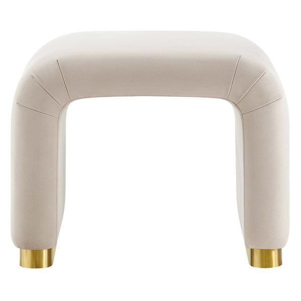 Modway Furniture Koda Performance Velvet Waterfall Stool - Elegant Accent Seating with Sturdy Metal Base Design Brass Almond EEI-6733-BRA-ALM