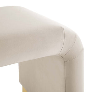 Modway Furniture Koda Performance Velvet Waterfall Stool - Elegant Accent Seating with Sturdy Metal Base Design Brass Almond EEI-6733-BRA-ALM