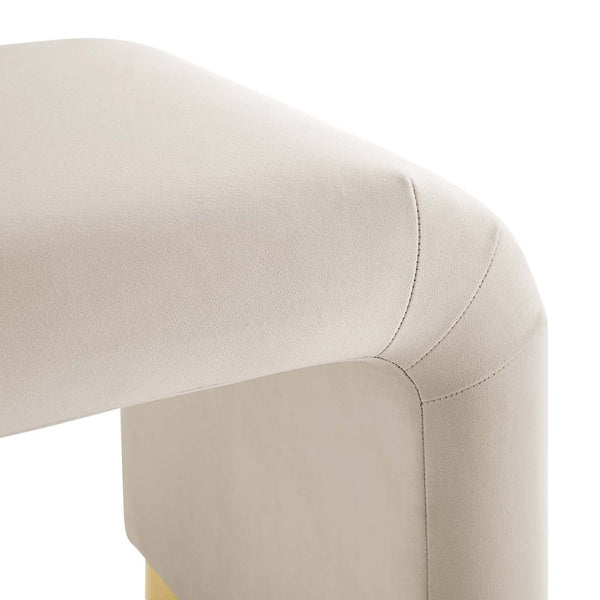 Modway Furniture Koda Performance Velvet Waterfall Stool - Elegant Accent Seating with Sturdy Metal Base Design Brass Almond EEI-6733-BRA-ALM