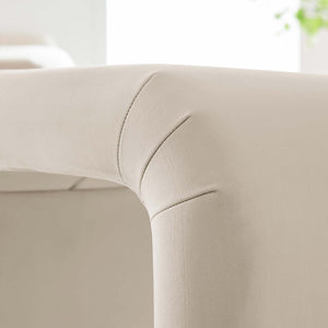 Modway Furniture Koda Performance Velvet Waterfall Stool - Elegant Accent Seating with Sturdy Metal Base Design Brass Almond EEI-6733-BRA-ALM