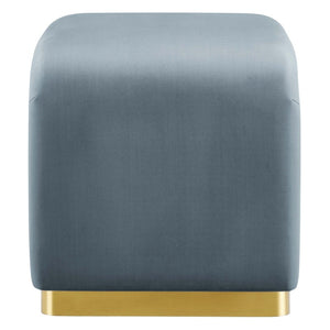 Modway Furniture Koda Performance Velvet Waterfall Stool - Elegant Accent Seating with Sturdy Metal Base Design Brass Cadet Blue EEI-6733-BRA-CAB