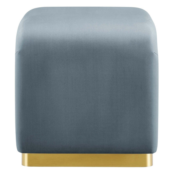 Modway Furniture Koda Performance Velvet Waterfall Stool - Elegant Accent Seating with Sturdy Metal Base Design Brass Cadet Blue EEI-6733-BRA-CAB