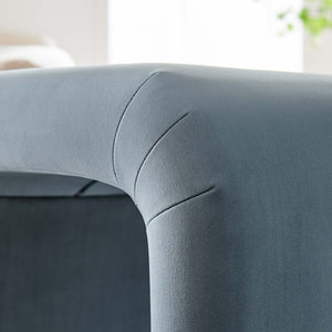 Modway Furniture Koda Performance Velvet Waterfall Stool - Elegant Accent Seating with Sturdy Metal Base Design Brass Cadet Blue EEI-6733-BRA-CAB