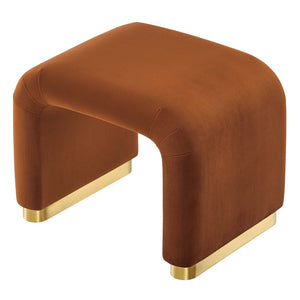 Modway Furniture Koda Performance Velvet Waterfall Stool - Elegant Accent Seating with Sturdy Metal Base Design Brass Rust EEI-6733-BRA-RUS