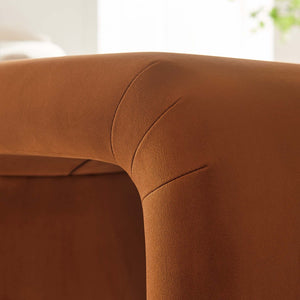 Modway Furniture Koda Performance Velvet Waterfall Stool - Elegant Accent Seating with Sturdy Metal Base Design Brass Rust EEI-6733-BRA-RUS