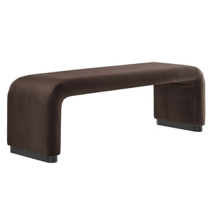 Modway Furniture Koda Performance Velvet Waterfall Long Bench - Stylish Seating for Entryway, Living Room, or Lounge Black Chocolate Brown EEI-6734-BLK-CHB