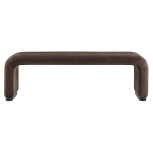 Modway Furniture Koda Performance Velvet Waterfall Long Bench - Stylish Seating for Entryway, Living Room, or Lounge Black Chocolate Brown EEI-6734-BLK-CHB