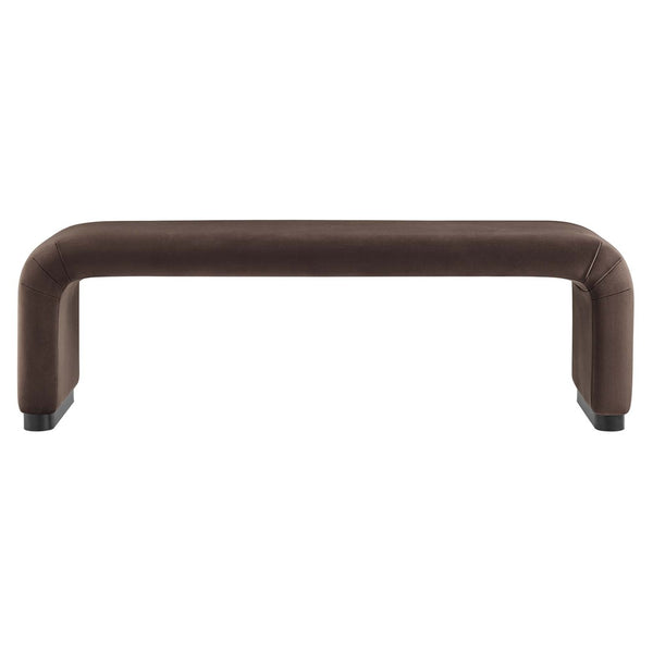 Modway Furniture Koda Performance Velvet Waterfall Long Bench - Stylish Seating for Entryway, Living Room, or Lounge Black Chocolate Brown EEI-6734-BLK-CHB