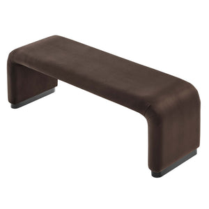 Modway Furniture Koda Performance Velvet Waterfall Long Bench - Stylish Seating for Entryway, Living Room, or Lounge Black Chocolate Brown EEI-6734-BLK-CHB
