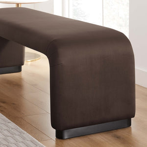 Modway Furniture Koda Performance Velvet Waterfall Long Bench - Stylish Seating for Entryway, Living Room, or Lounge Black Chocolate Brown EEI-6734-BLK-CHB