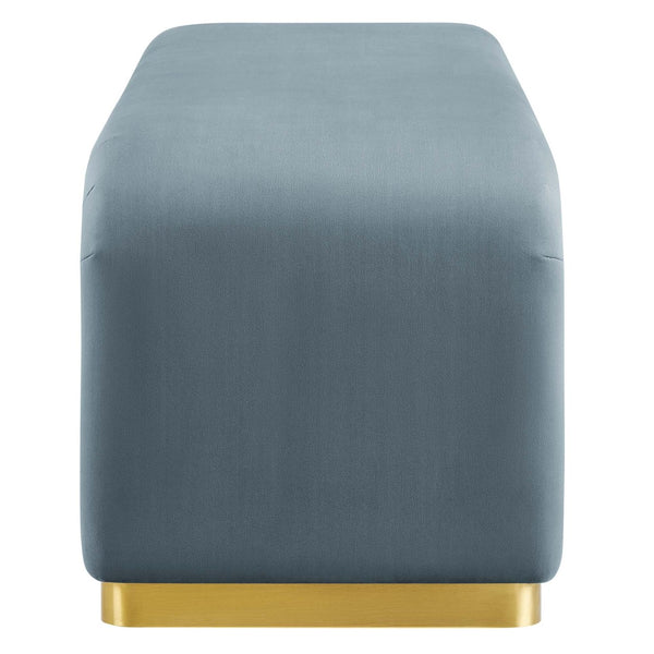 Modway Furniture Koda Performance Velvet Waterfall Long Bench - Stylish Seating for Entryway, Living Room, or Lounge Brass Cadet Blue EEI-6734-BRA-CAB