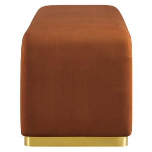 Modway Furniture Koda Performance Velvet Waterfall Long Bench - Stylish Seating for Entryway, Living Room, or Lounge Brass Rust EEI-6734-BRA-RUS