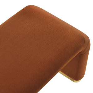 Modway Furniture Koda Performance Velvet Waterfall Long Bench - Stylish Seating for Entryway, Living Room, or Lounge Brass Rust EEI-6734-BRA-RUS