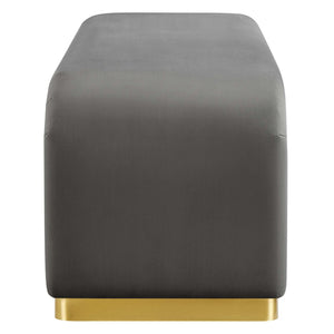 Modway Furniture Koda Performance Velvet Waterfall Long Bench - Stylish Seating for Entryway, Living Room, or Lounge Brass Storm Gray EEI-6734-BRA-STG