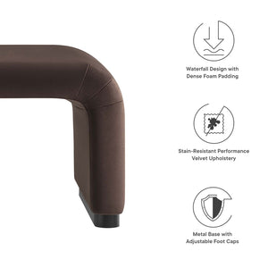 Modway Furniture Koda Performance Velvet Waterfall Ottoman - Versatile, Stylish Seating & Coffee Table for Living Rooms Black Chocolate Brown EEI-6735-BLK-CHB